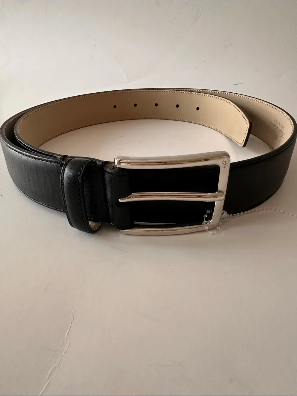 Luxury Brooks Brothers Black Leather Belt – Made in Italy – Size 40